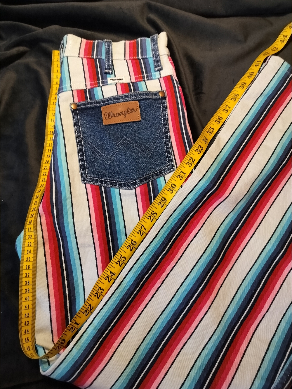 NEW Wrangler Striped High Rise Flats Jeans Bright & Contrast Pockets - 28 X 32 - Picture 5 of 8
